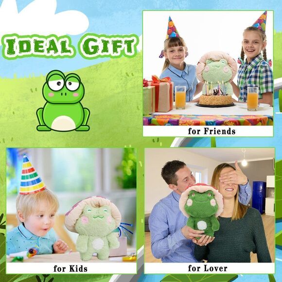 Hnokle 17" Frog Plush Toys Big Mushroom Hat Stuffed Animals Kawaii Mushroom Plu - Picture 6 of 7